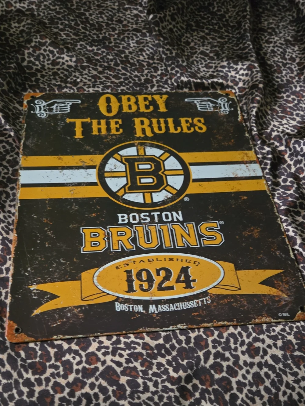 Boston Bruins Metal Tin Sign NHL Embossed Vintage Pub Man Cave Wall Decor